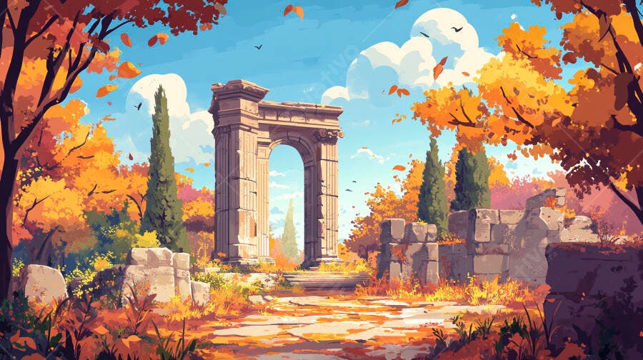 Arco Romano Outono Dourado