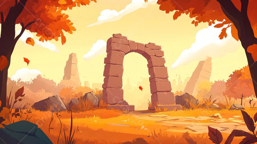 Arco de Pedra em Paisagem Outonal