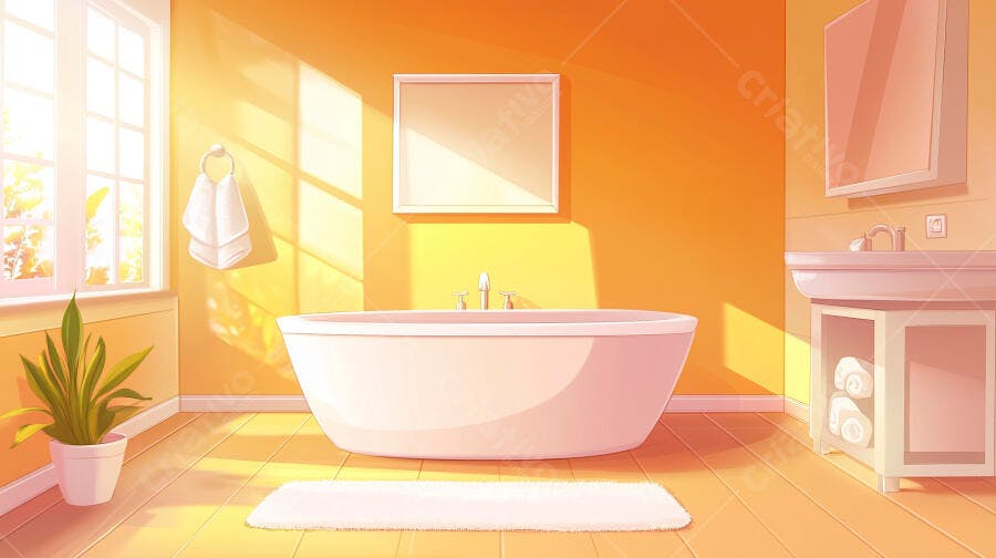 Banheiro aconchegante com sol da manhã