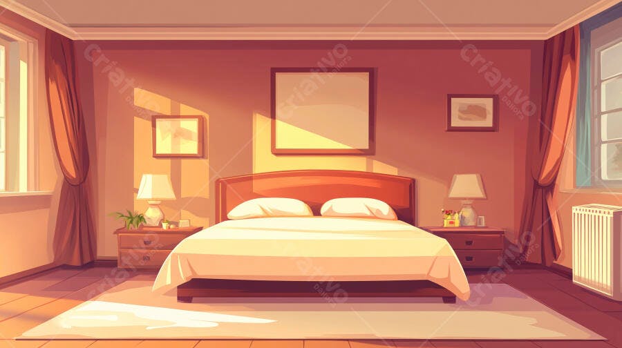 Quarto aconchegante com cama de casal