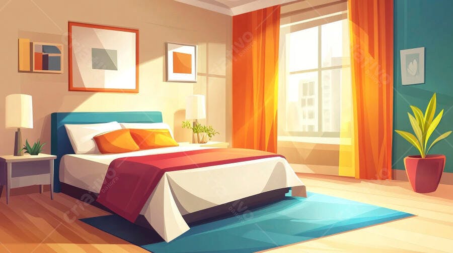 Quarto aconchegante com cama e luz solar
