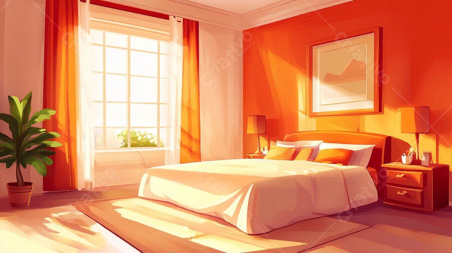 Quarto aconchegante com cama e luz solar