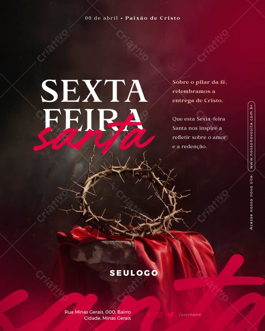 Flyer para Sexta-Feira Santa PSD Editável