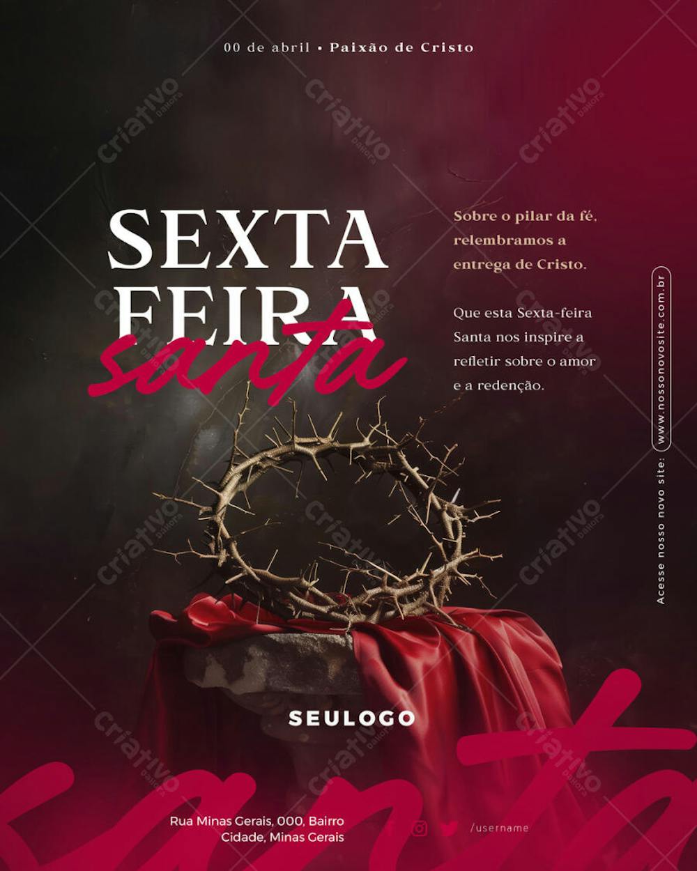 Psd Editável - Semana Santa - Sexta Feira Santa Sexta-Feira Santa Paixão de Cristo