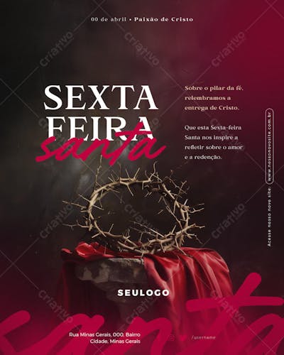 Psd Editável - Semana Santa - Sexta Feira Santa Sexta-Feira Santa Paixão de Cristo