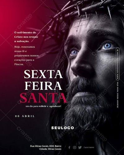 Psd Editável - Semana Santa - Sexta Feira Santa Sexta-Feira Santa Paixão de Cristo