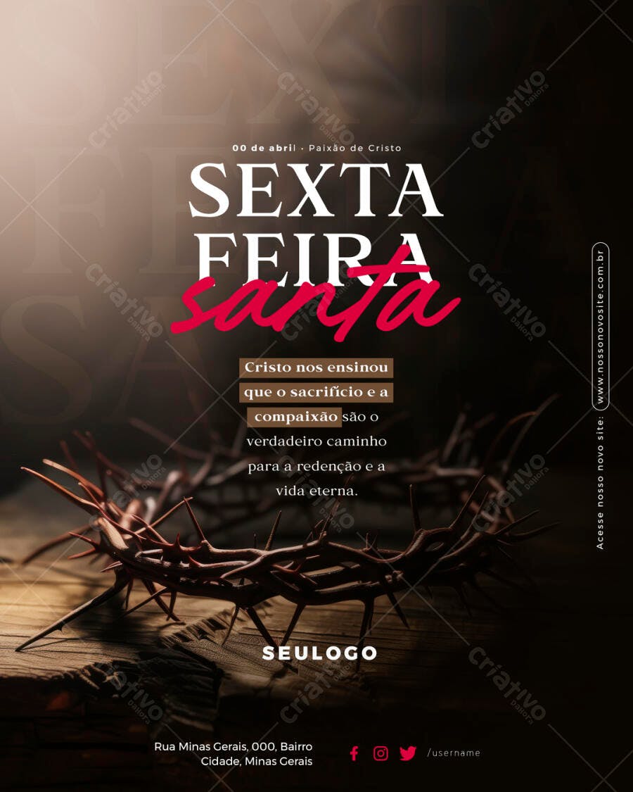 Flyer para Sexta-Feira Santa PSD Editável