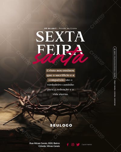 Psd Editável - Semana Santa - Sexta Feira Santa Sexta-Feira Santa Paixão de Cristo