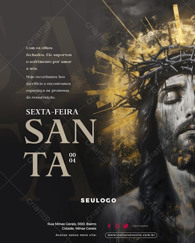 Psd Editável - Semana Santa - Sexta Feira Santa Sexta-Feira Santa Paixão de Cristo