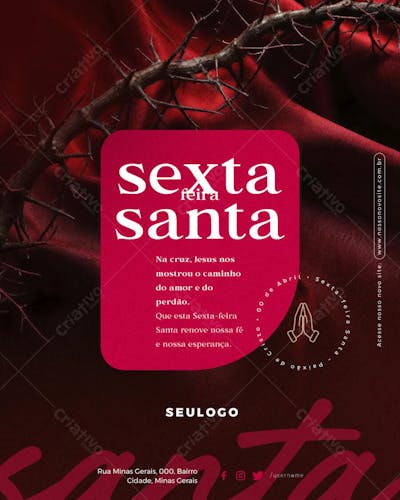 Psd Editável - Semana Santa - Sexta Feira Santa Sexta-Feira Santa Paixão de Cristo