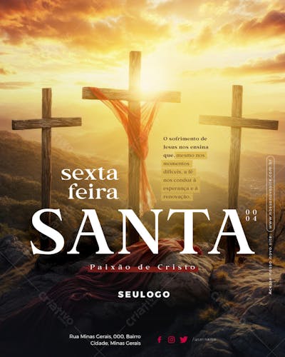 Psd Editável - Semana Santa - Sexta Feira Santa Sexta-Feira Santa Paixão de Cristo