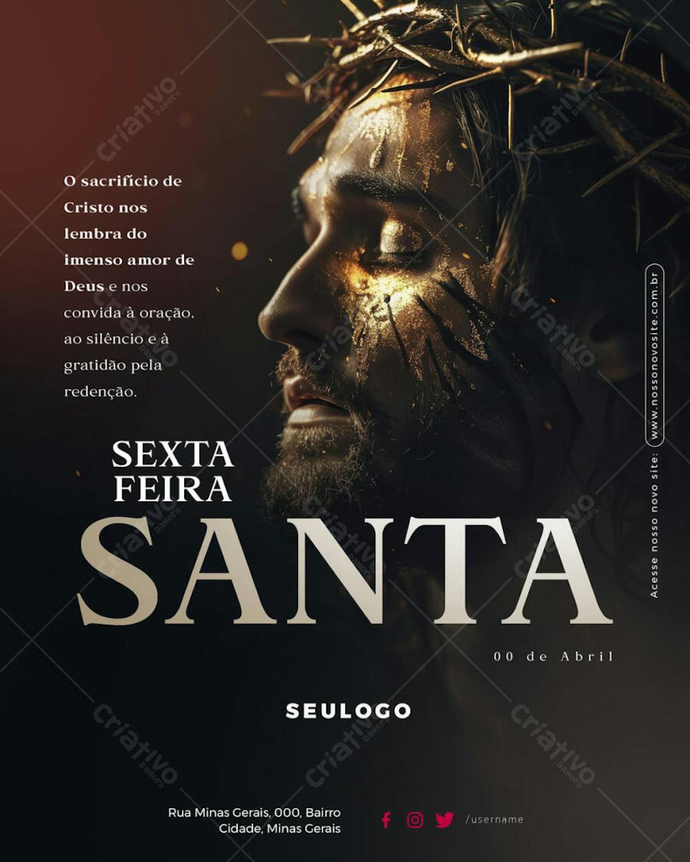 Psd Editável - Semana Santa - Sexta Feira Santa Sexta-Feira Santa Paixão de Cristo