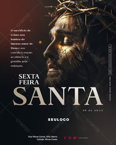 Psd Editável - Semana Santa - Sexta Feira Santa Sexta-Feira Santa Paixão de Cristo