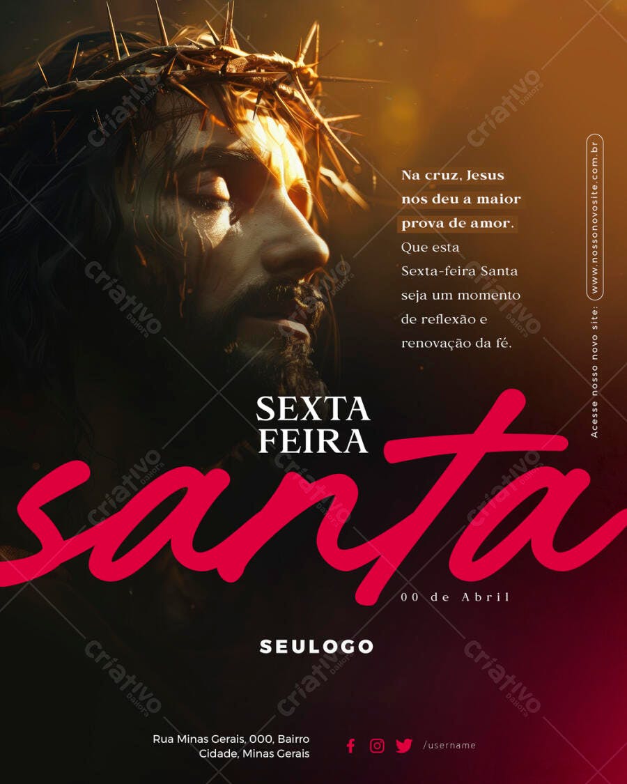 Flyer para Sexta-Feira Santa PSD Editável