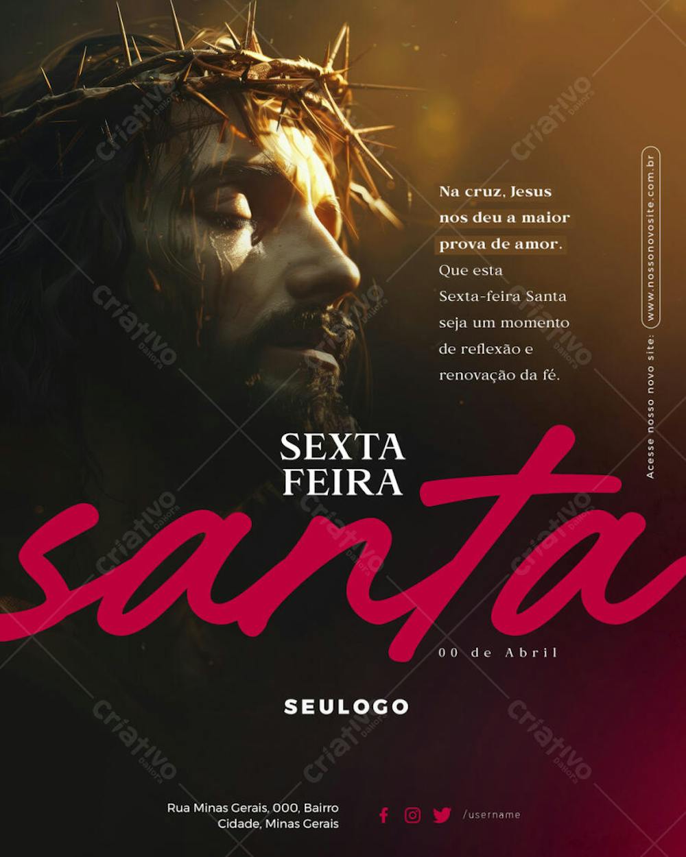 Psd Editável - Semana Santa - Sexta Feira Santa Sexta-Feira Santa Paixão de Cristo