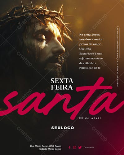 Psd Editável - Semana Santa - Sexta Feira Santa Sexta-Feira Santa Paixão de Cristo
