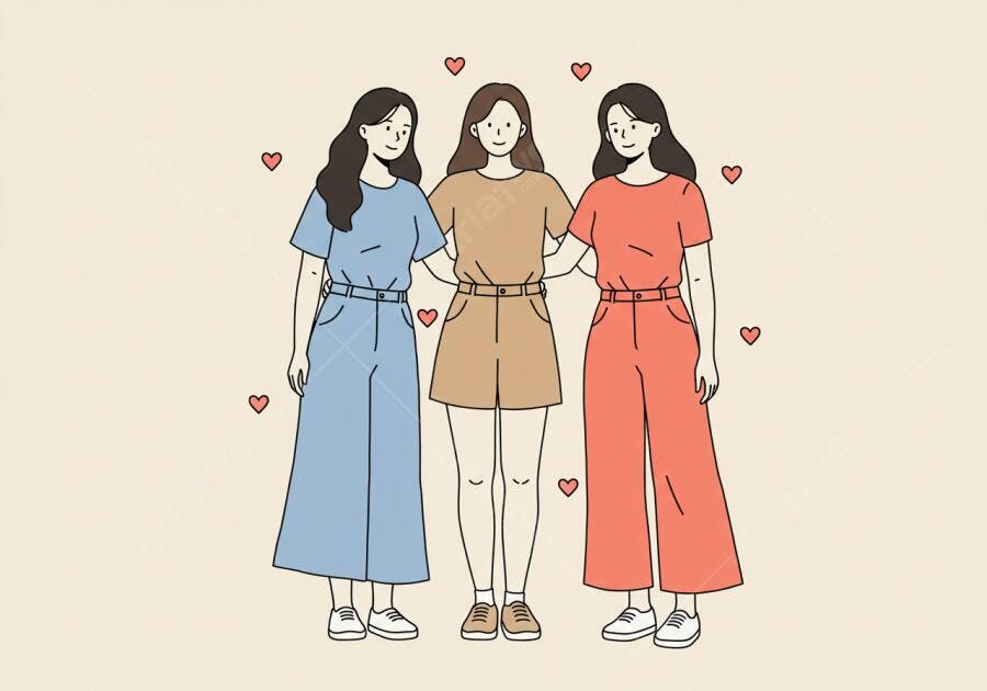 Amigas abraçadas estilo minimalista