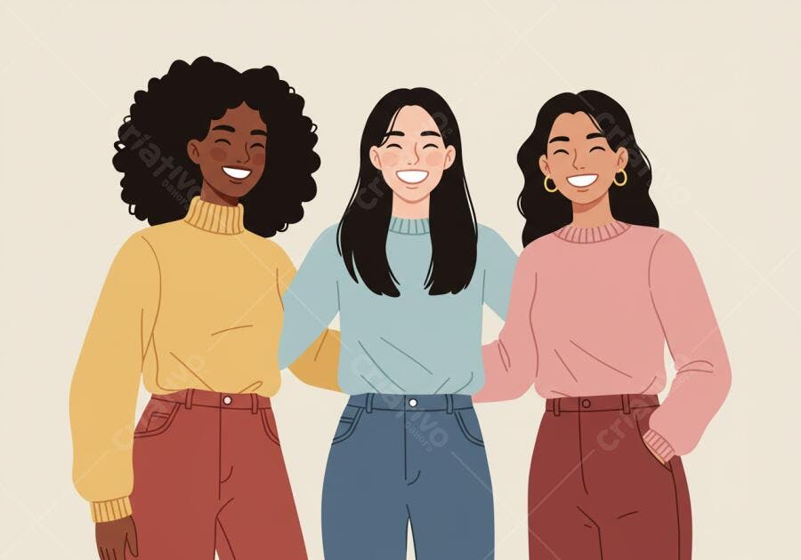 Amigas sorrindo juntas diversidade