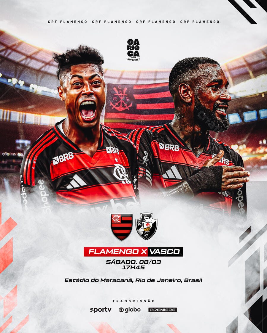 Flyer Flamengo x Vasco 08/03 PSD Editável