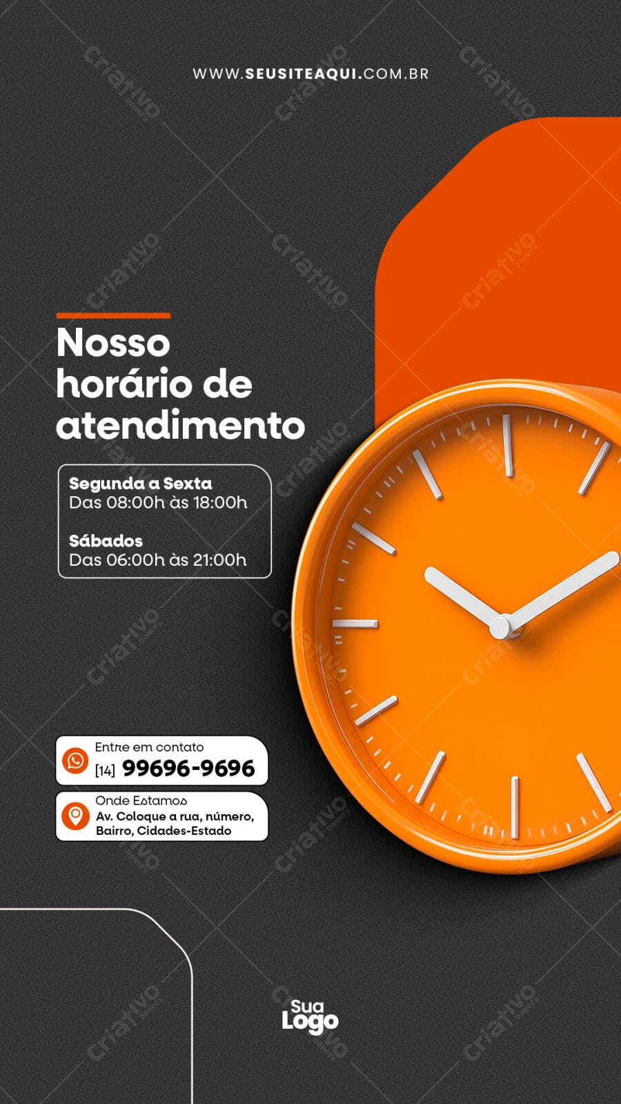 Flyer Horário de Atendimento PSD Editável