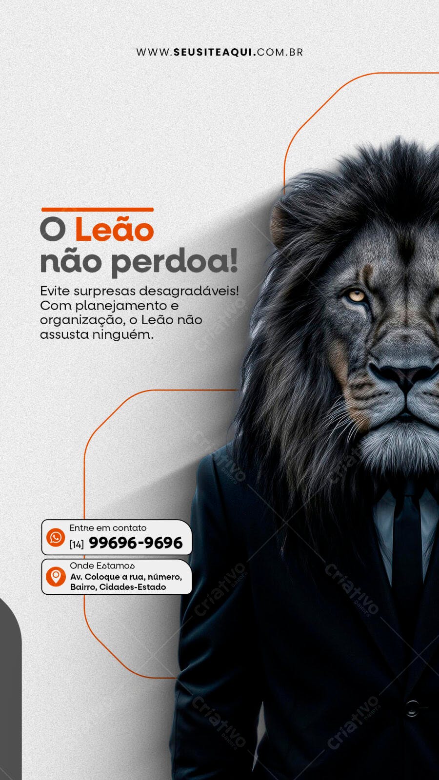 Flyer para Negócios com Imagem de Leão PSD Editável