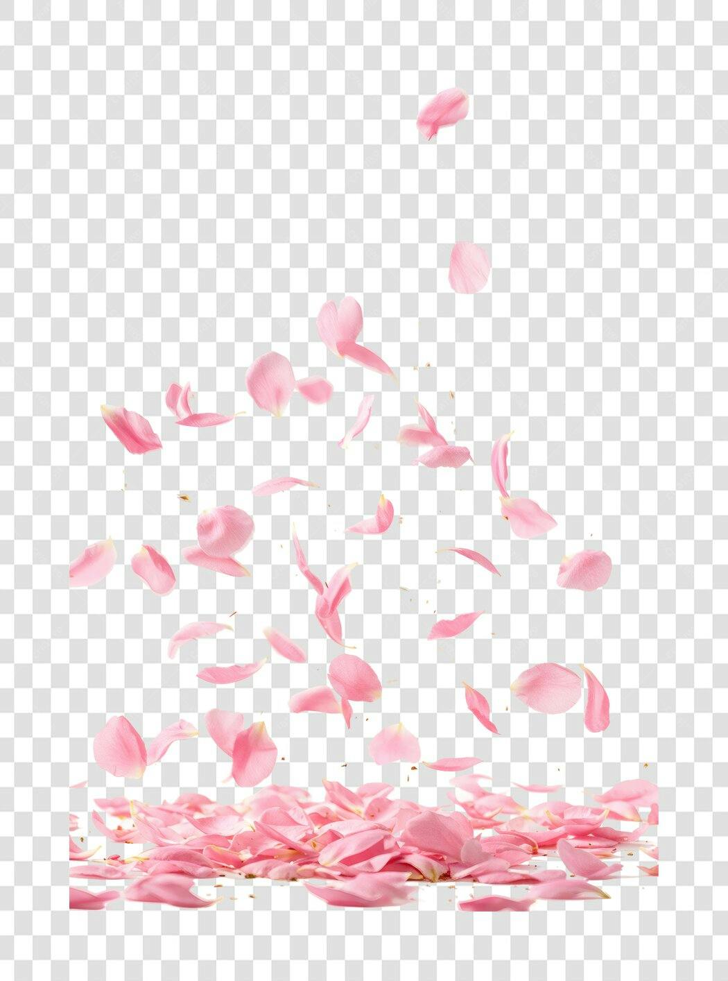 Banner romântico com pétalas rosas PNG com fundo transparente