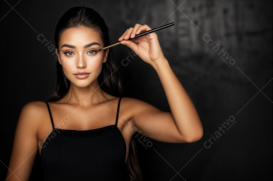 Mulher aplicando maquiagem sombra olhos