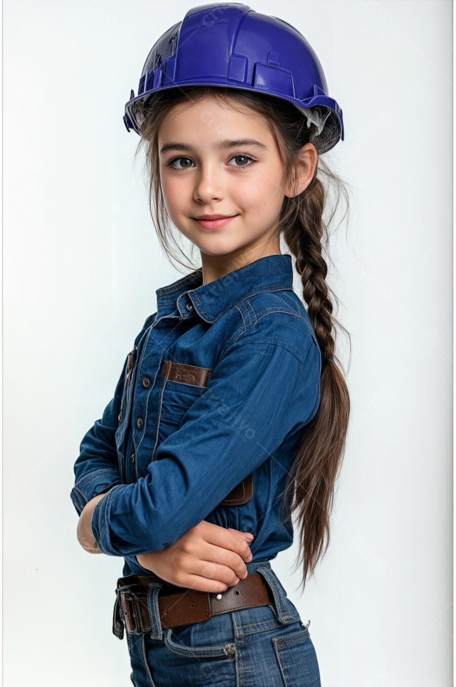 Menina com capacete azul sorrindo