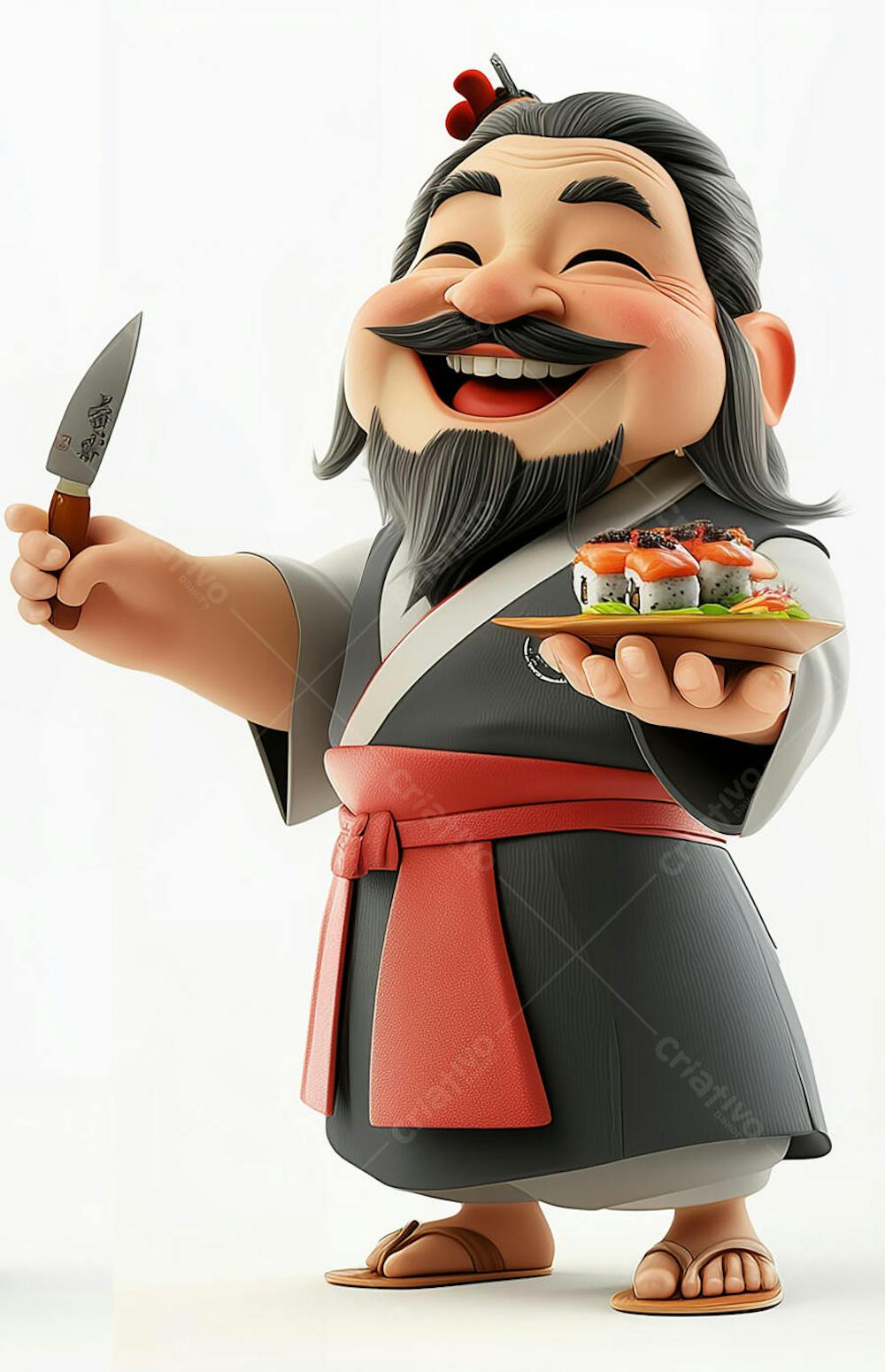Mascote 3D de Comida Japonesa - Sushi
