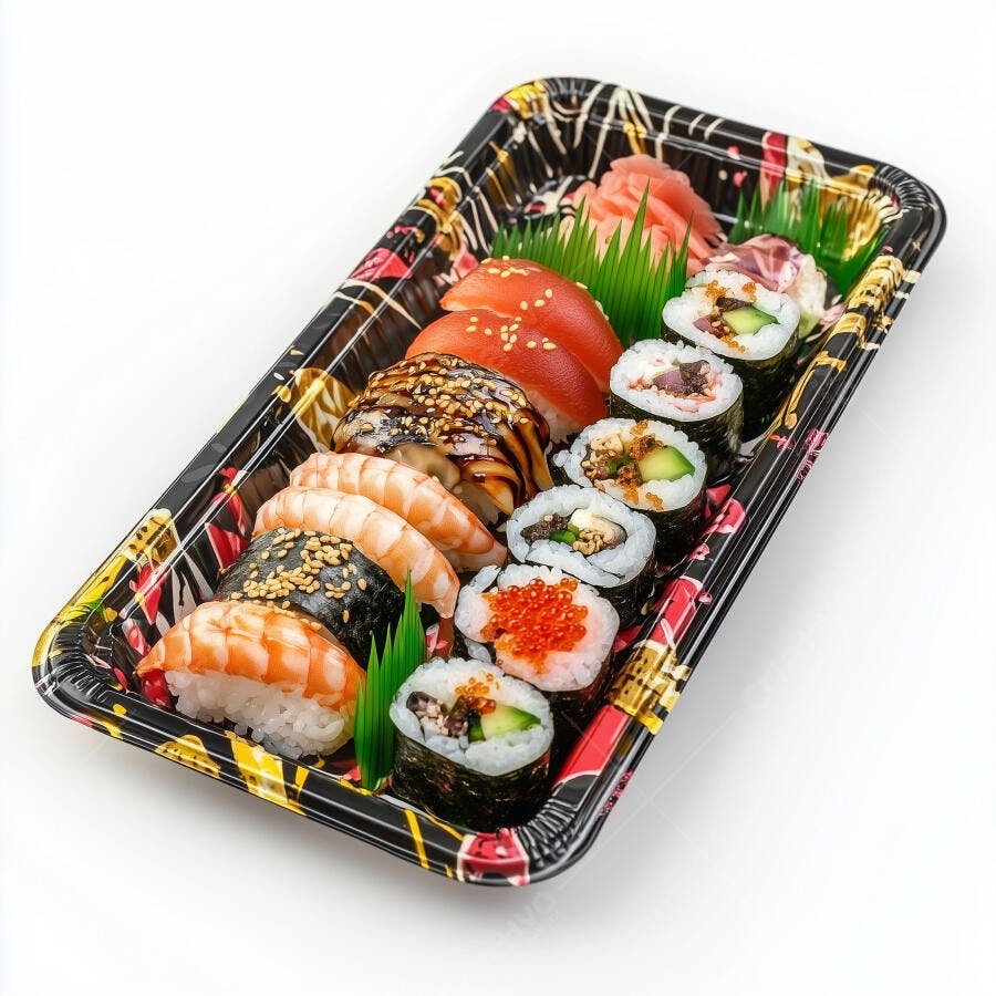 Conjunto de Sushi em embalagem para viagem