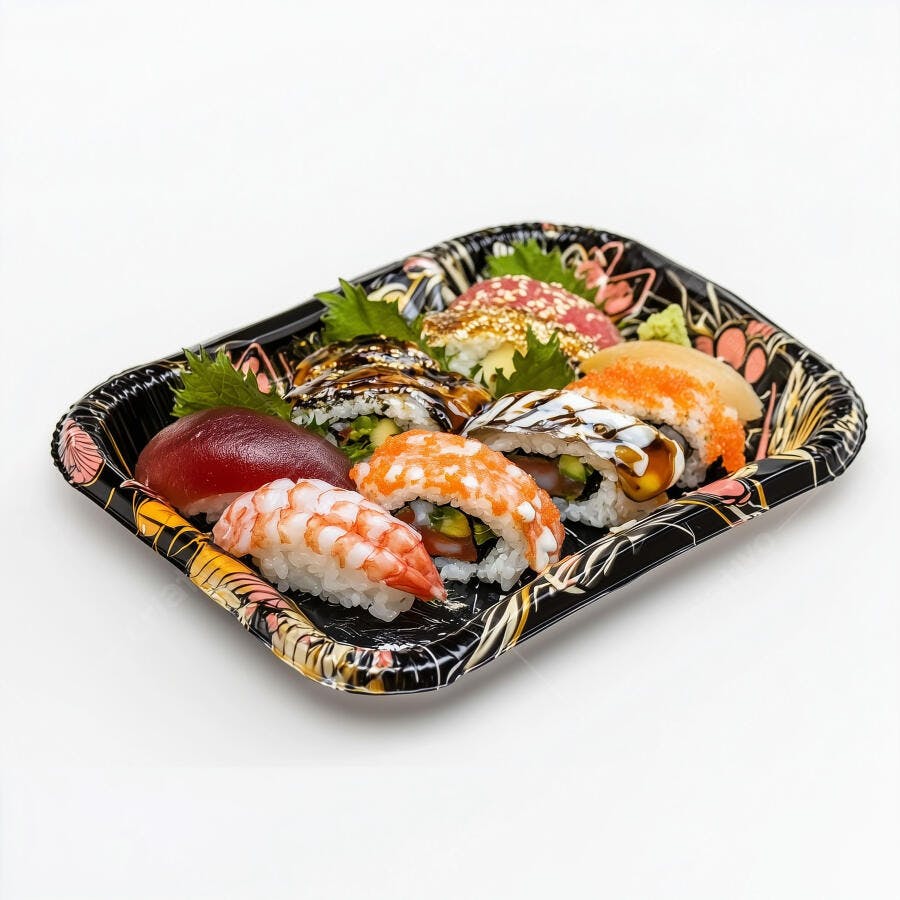Prato de Sushi Variado com Camarão e Peixe