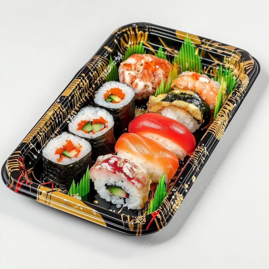 Conjunto de Sushi em Embalagem Negra