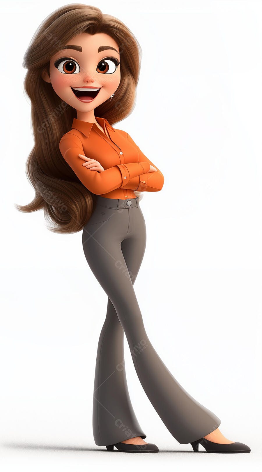 Mulher animada em pose confiante
