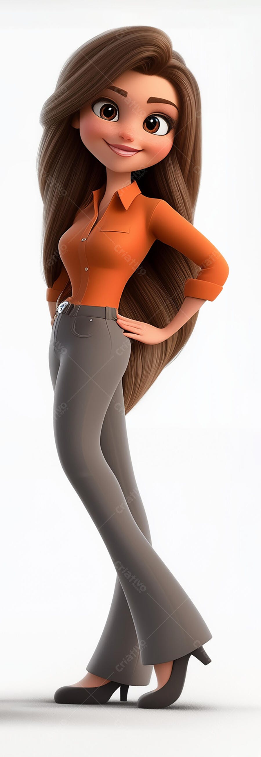 Mulher animada estilo profissional laranja e cinza