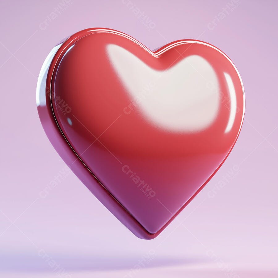 Coração Vermelho 3D fundo rosa