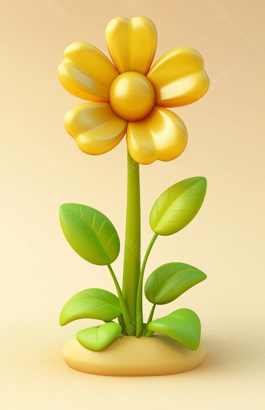 Flor amarela estilizada em 3D