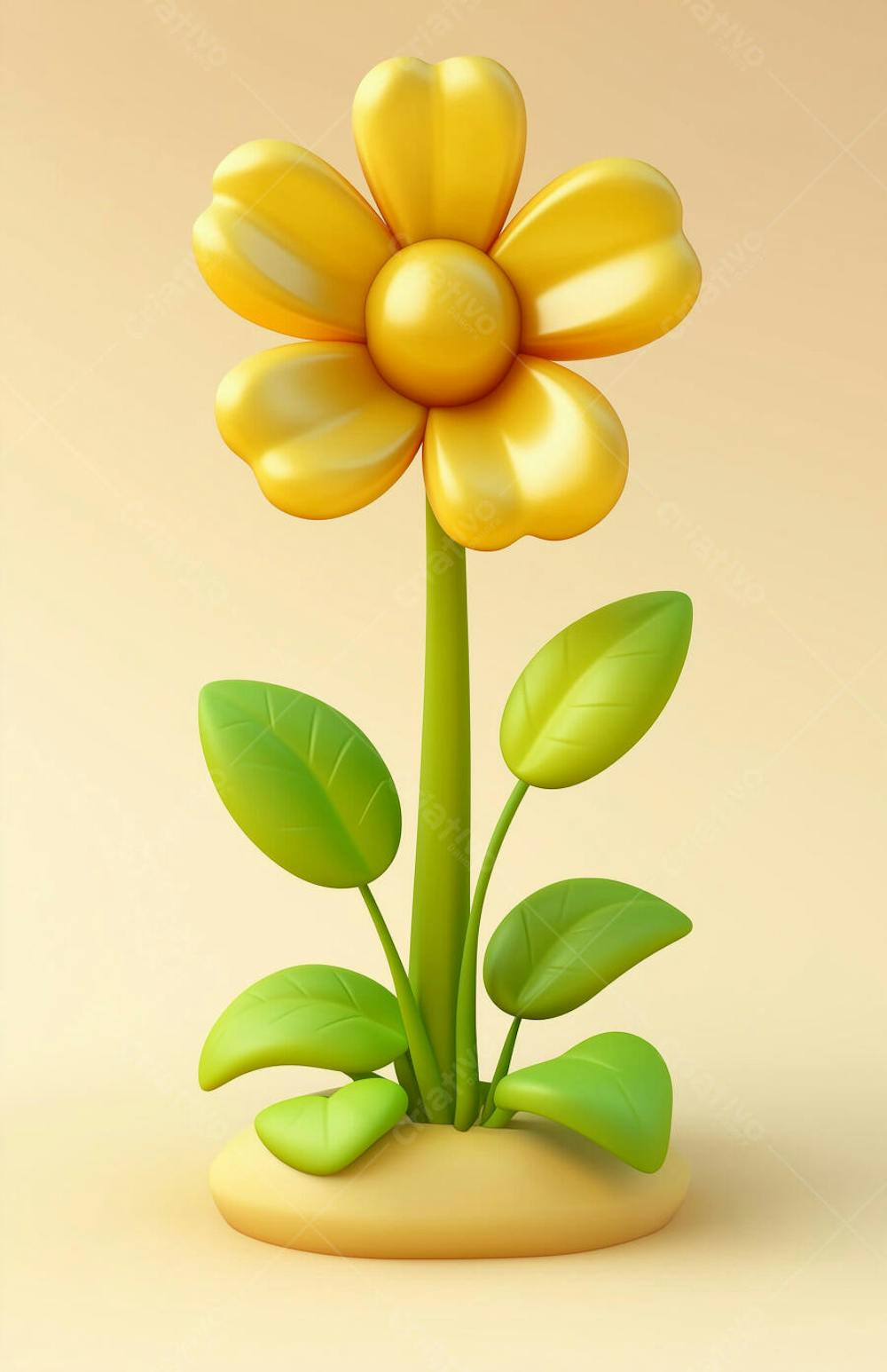 Um flor 3D amarela