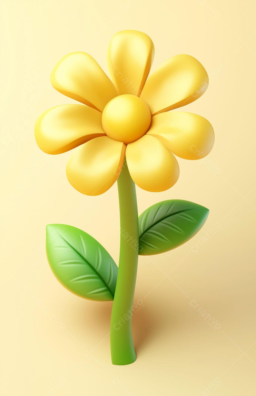 Flor amarela estilizada fundo pastel