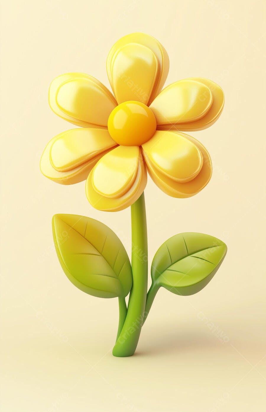 Flor amarela estilizada fundo bege