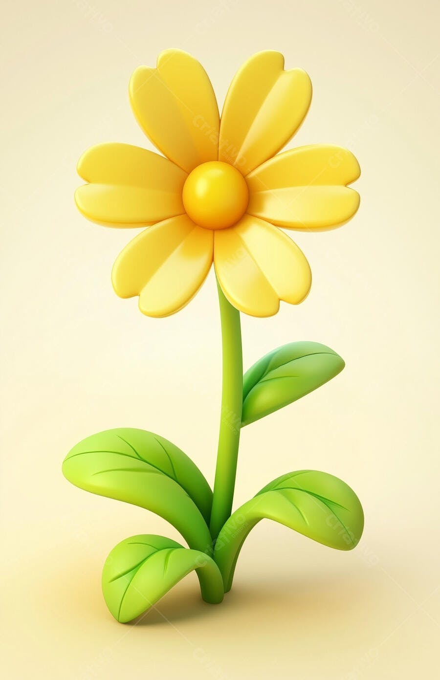 Flor amarela desenho animado 3D
