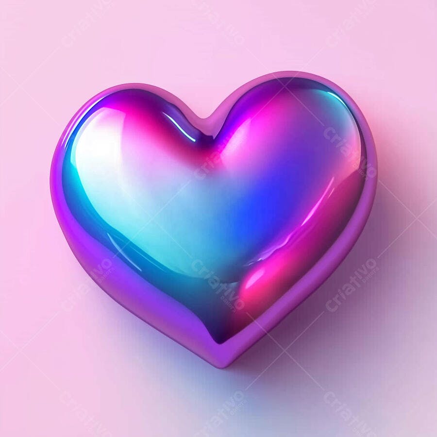 Coração brilhante cores vibrantes fundo rosa