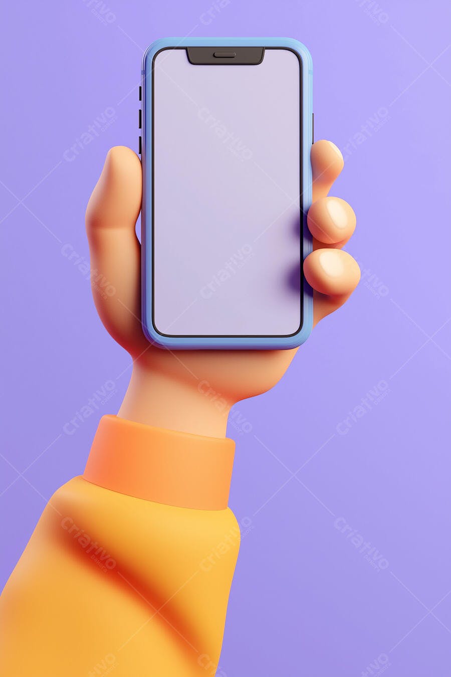 Mão segurando celular lilás