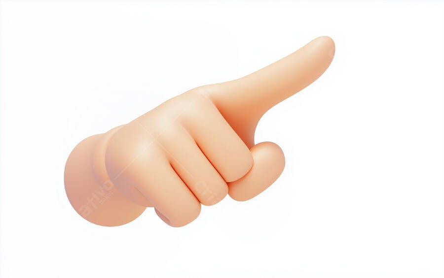 Mão apontando para direita em 3D