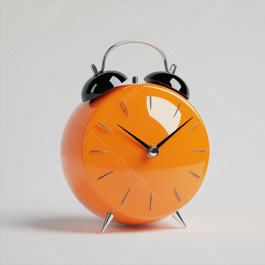 Relógio Despertador Laranja com Detalhes Pretos