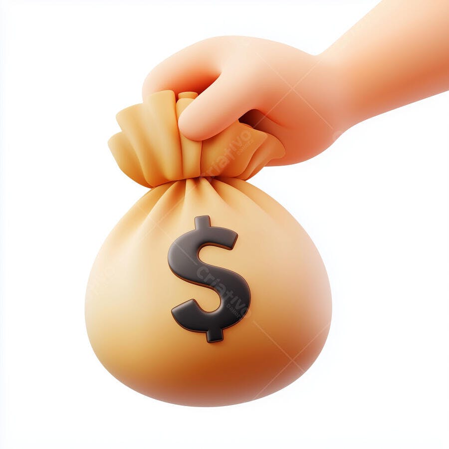 Mão segurando saco de dinheiro dólar