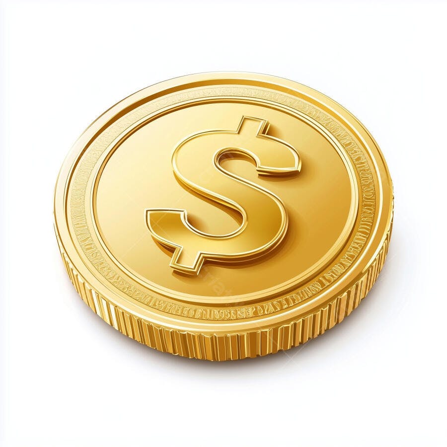 Moeda de ouro com símbolo de dólar
