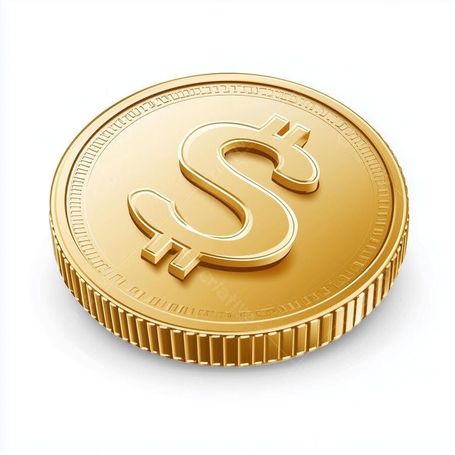 Moeda de ouro com símbolo de dólar