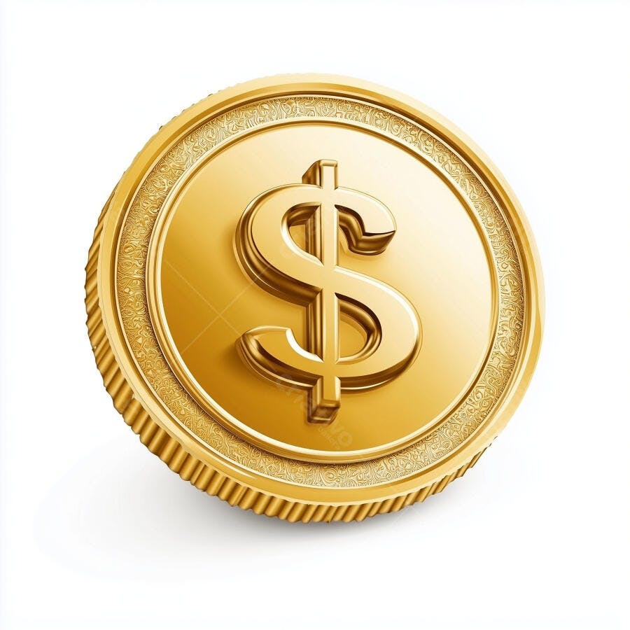 Moeda de Ouro com Símbolo de Dólar