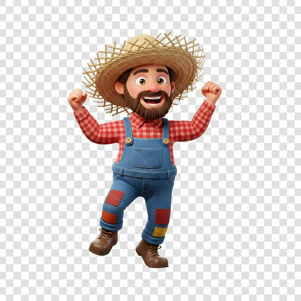 Ilustração Agricultor Alegre PNG com fundo transparente