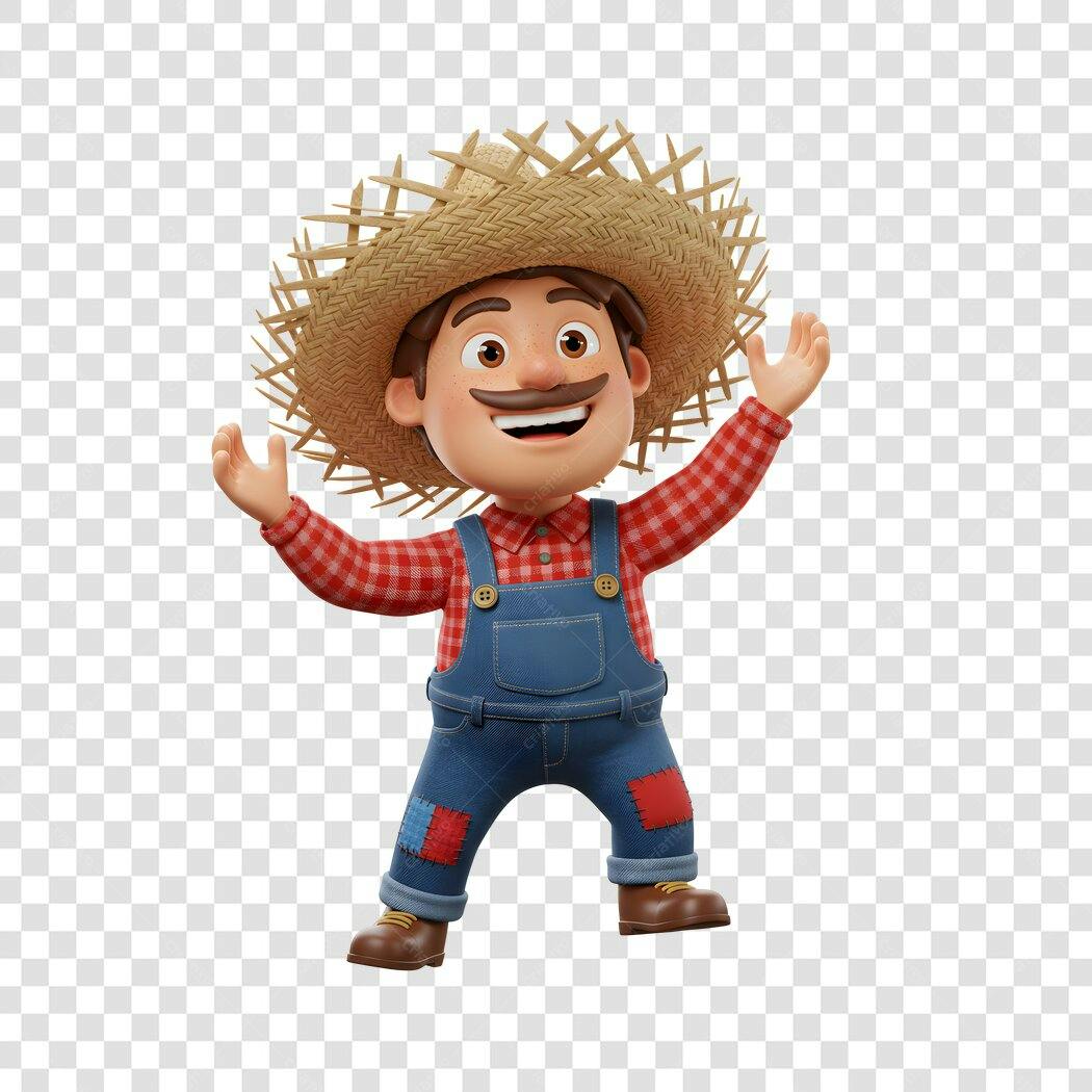 Personagem PNG Agricultor Festa Junina com fundo transparente